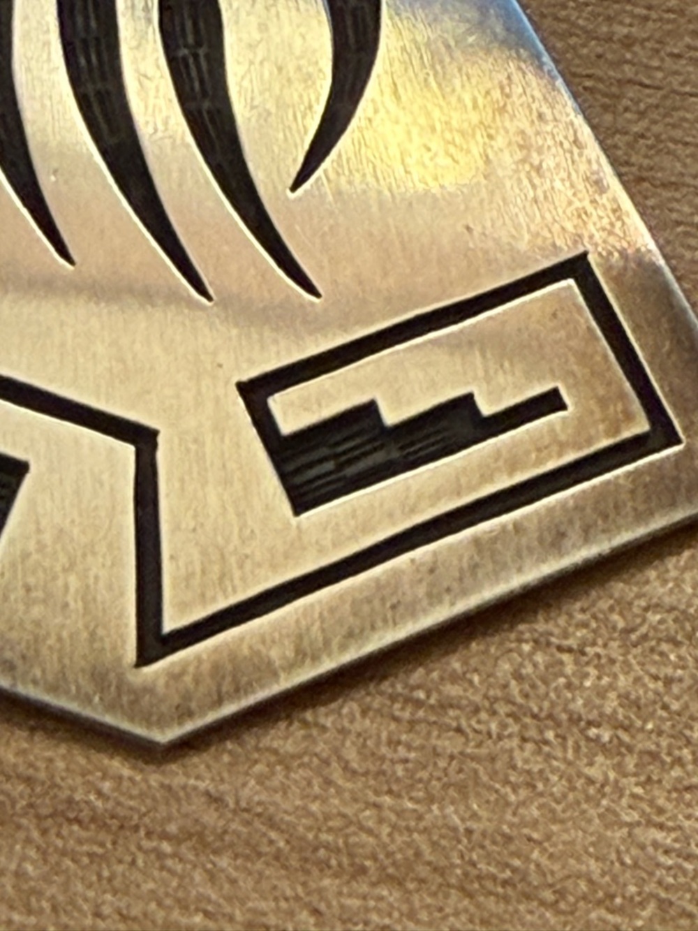 Large Southwestern-Inspired Sterling Silver Geometric Pendant-hopi– like overlay - Picture 4 of 7